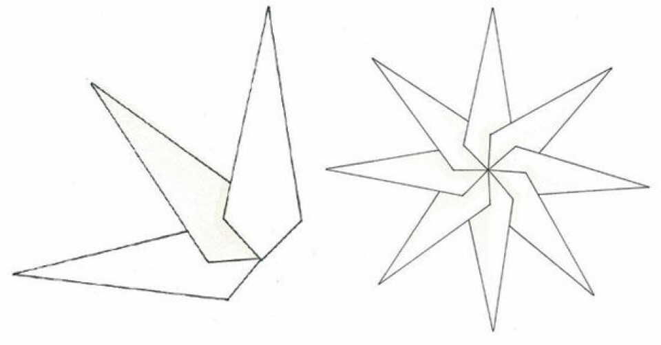 16-takket origami stjerne trin 6 og 7