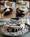 Halloweenkage: Chokoladekage med spindelvæv