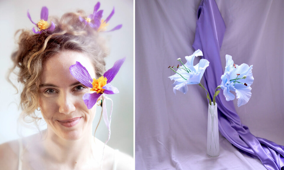 Til venstre Kamilla Koed Fenger (Foto: Malou Tentschert). Til højre Kamillas smukke liljer.
