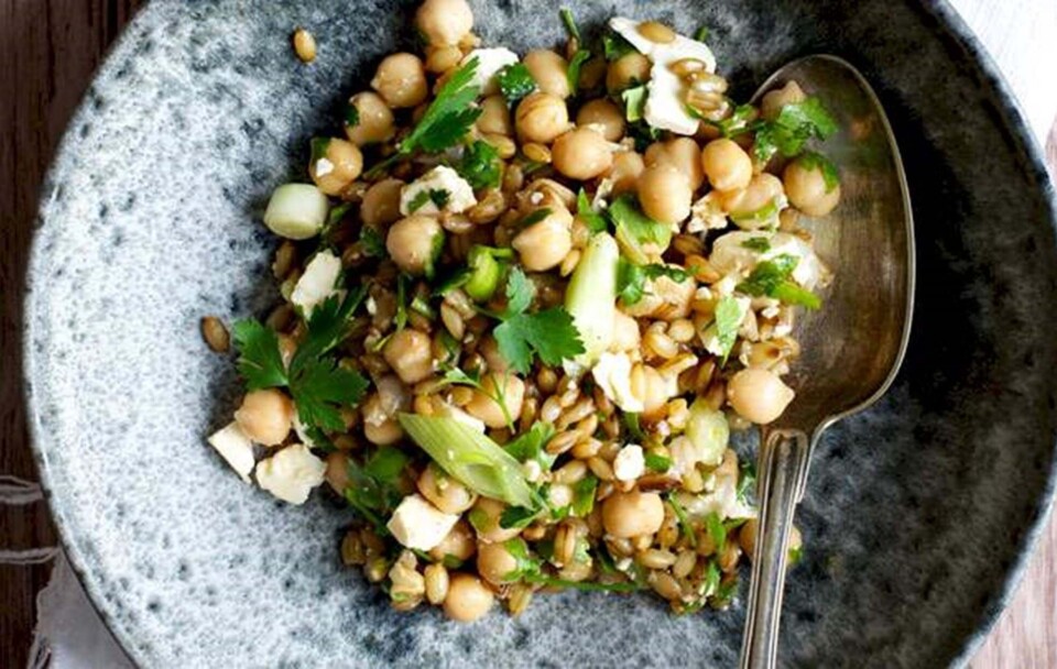 Salat med byg og chilidressing