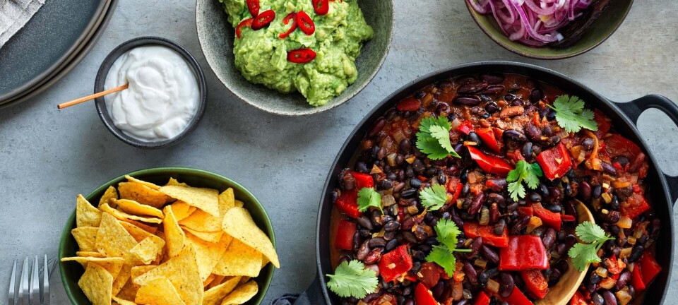 Vegetarisk chili med guacamole