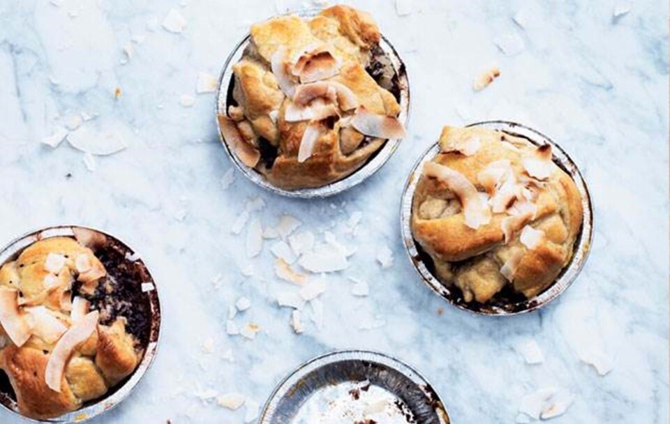 Kringlestykker med chokolade og kokosremonce