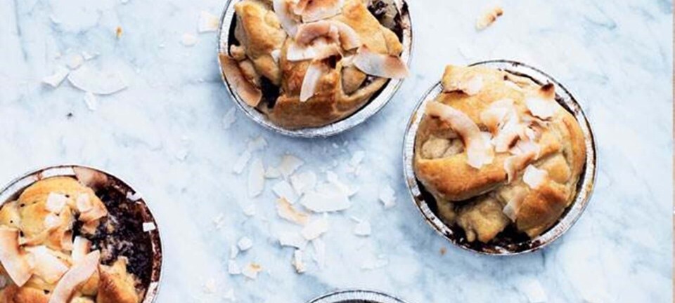 Kringlestykker med chokolade og kokosremonce