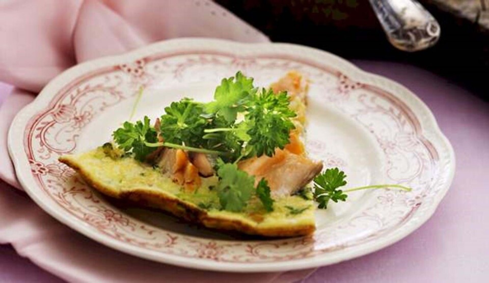 Opskrift på omelet med laks, persille og kikærter