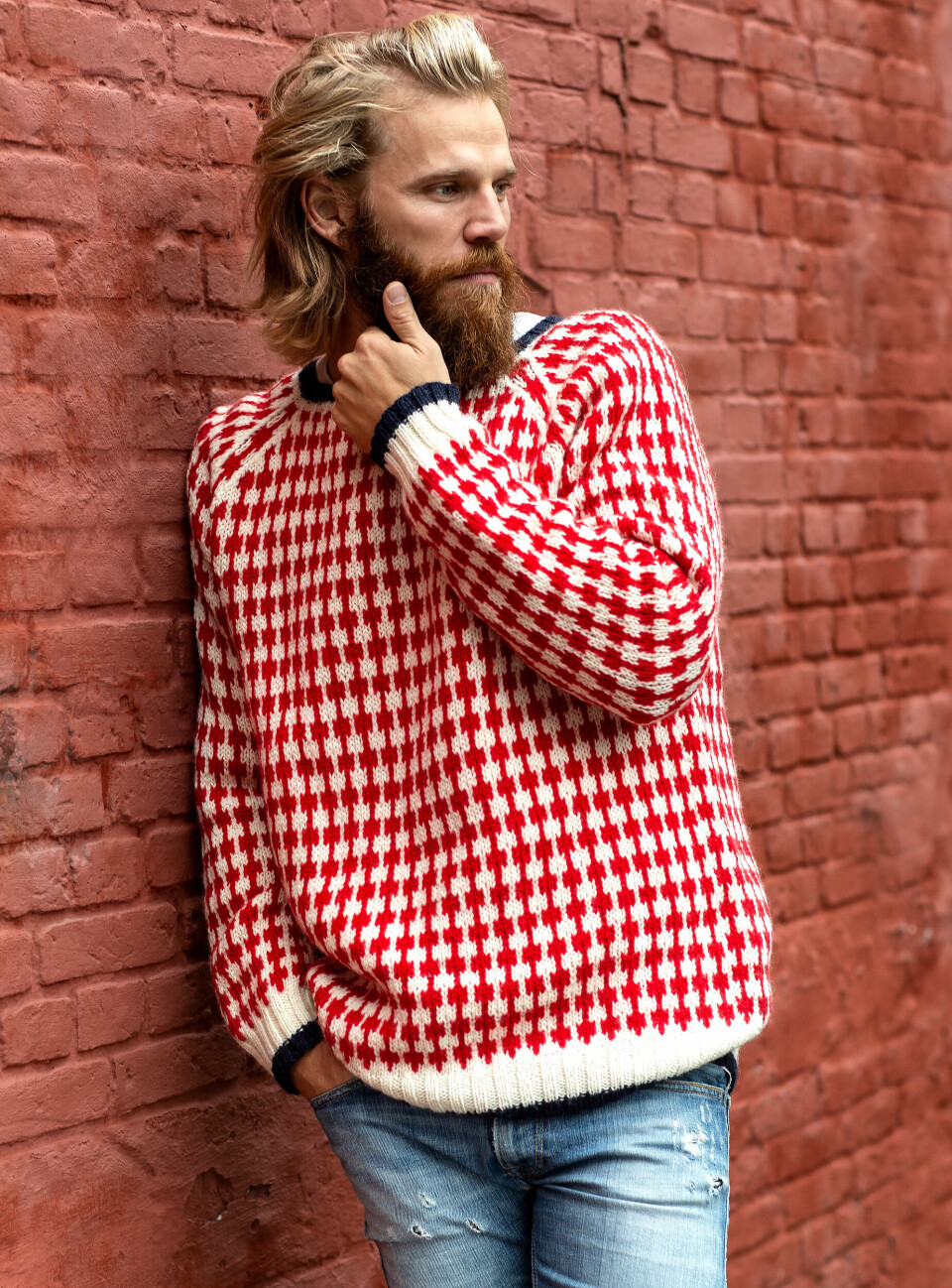 Herresweater i klassisk færøsk mønster