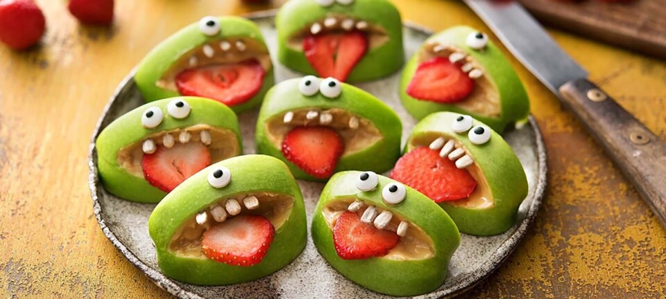 Nem snack til Halloween: (U)hyggelige æble-monstre