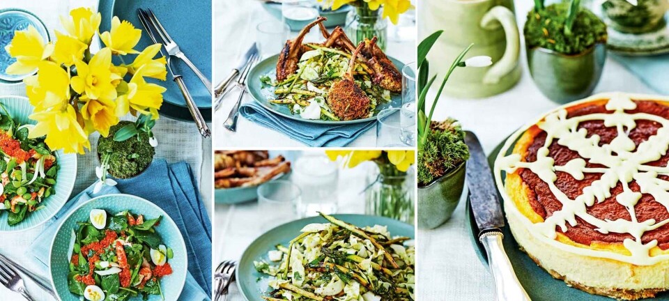 Skøn påskemiddag: Krebsehalesalat, lammekoteletter & cheesecake med gækkebrev