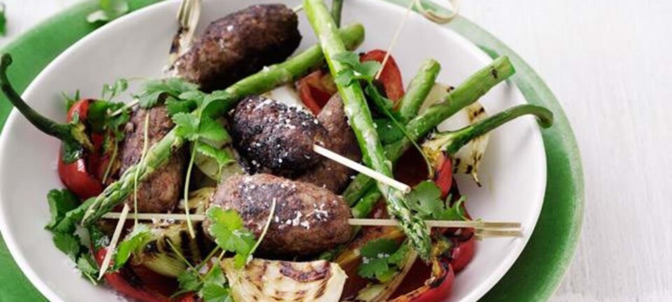 Kebab med grillede grønsager