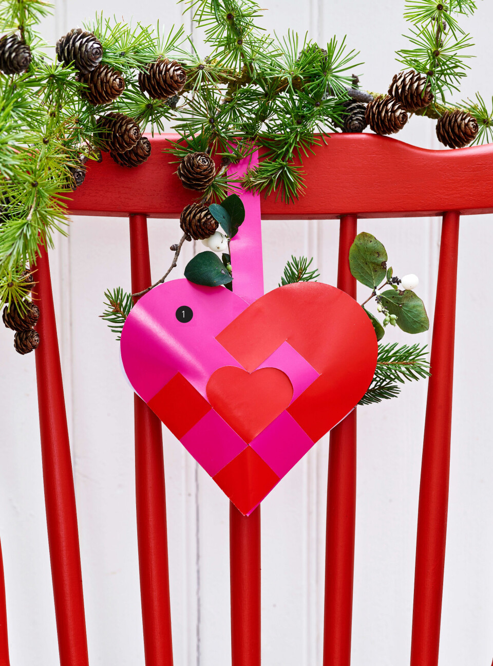 Rødt og pink julehjerte