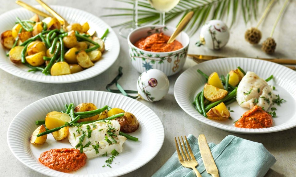 Ovnbagt torsk med romesco-sovs og ovnkartofler