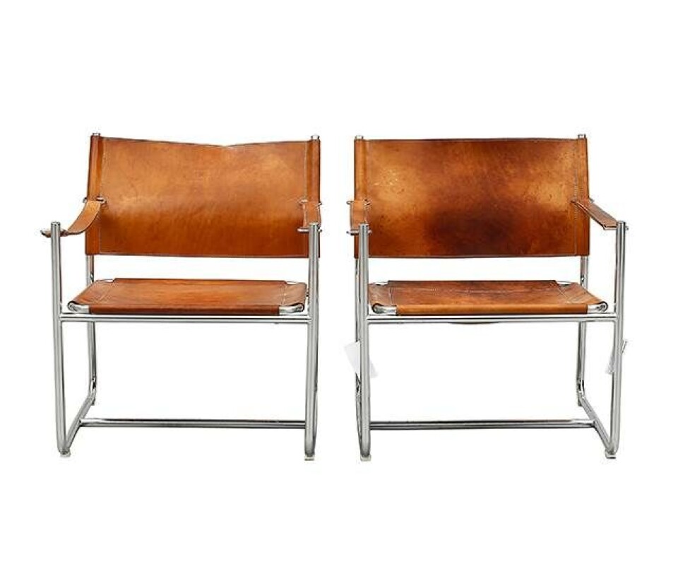 Par armstole. Modelnavn “Amiral”. Designet a Karin Mobring i1971. Udført hos IKEA. Solgt på Bukowskis Market. Hammerslag SEK 12000