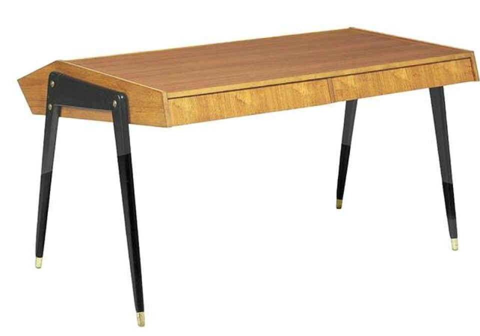 Skrivebord designet af Bengt Ruda. Modelnavn”Skribo”. Solgt på Bruun RasmussenHammerslag DKK 16000.