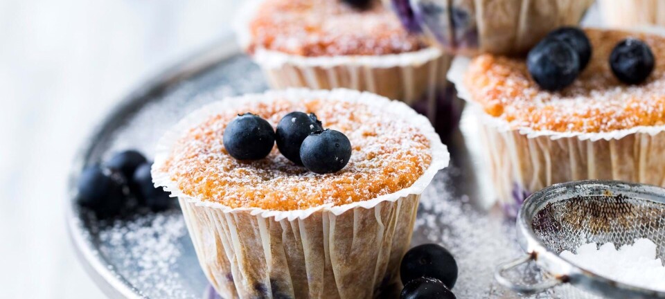 Lækre makronmuffins med blåbær