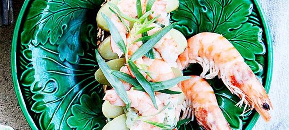 Kartoffelmad med hjemmerørt mayo og rejer