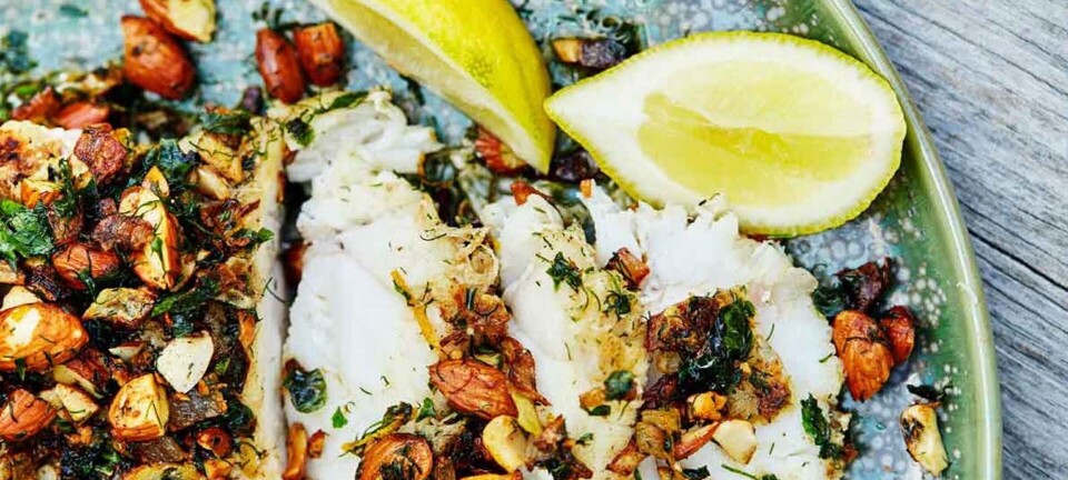Grillet havtaske med grønt