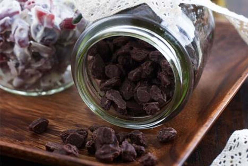 Rosiner og tranebær med chokolade