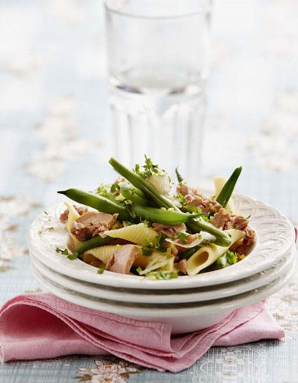 Pasta med tun og grønne bønner