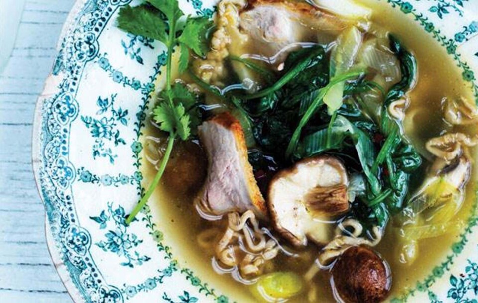 Asiatisk nudelsuppe med and
