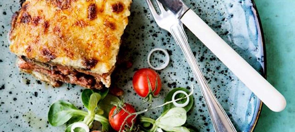 Moussaka med aubergine og oksekød
