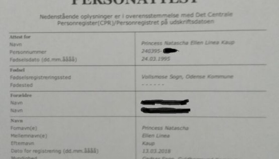 Her kan du se beviset for at 'De unge mødre'-deltageren nu har skiftet navn. (Foto: Privat)
