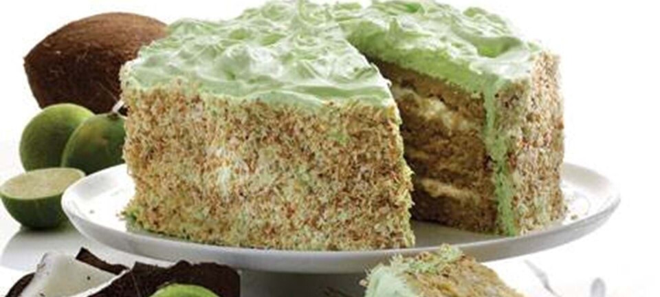 Kokoslagkage med limecreme