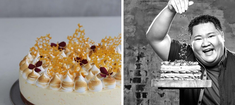 Micki Chengs juleappelsincheesecake med kanelbund, marengs og koraller