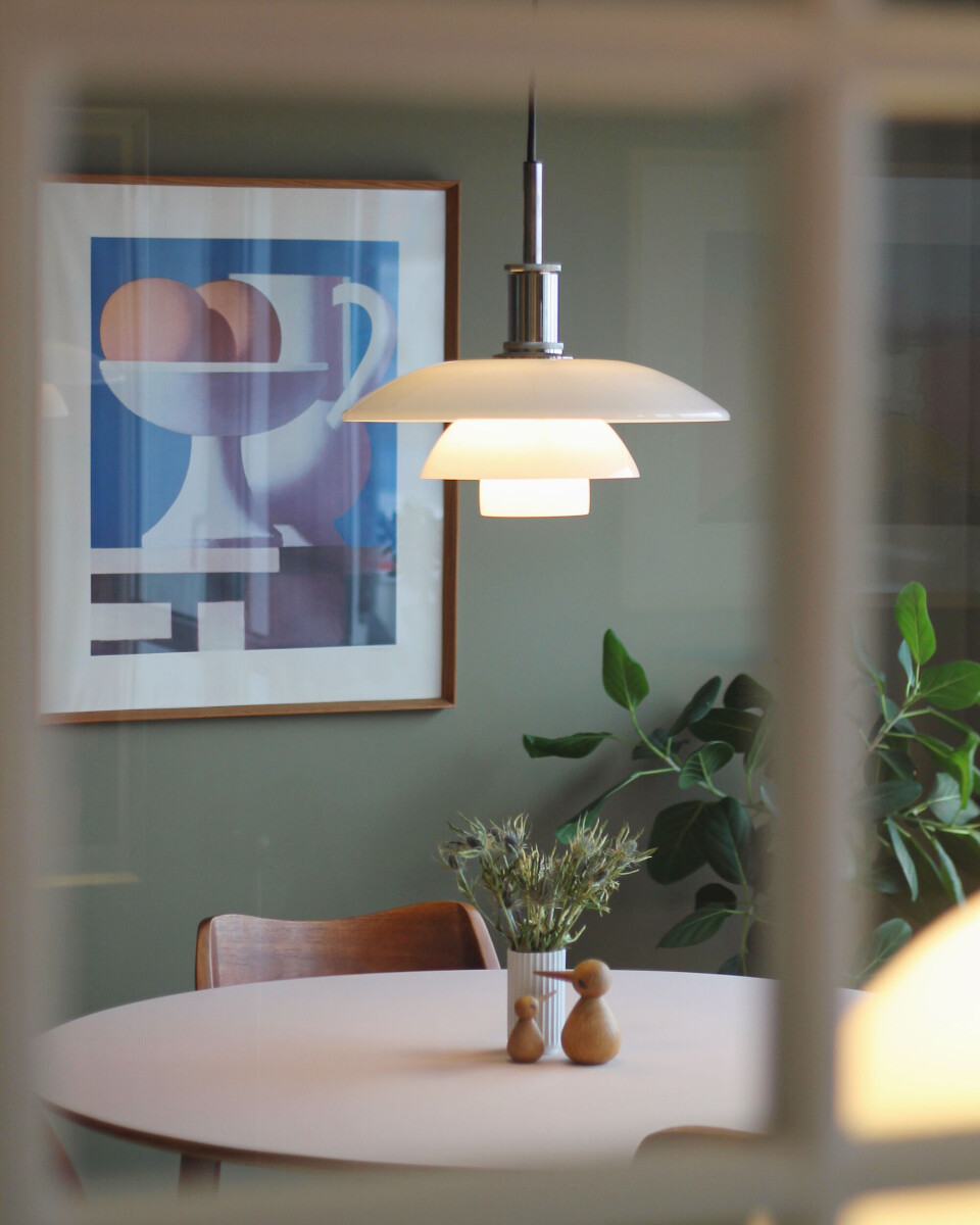 Vintage litografi af Vilhelm Lundstrøm og PH 4 1/2-4 lampe fra Louise Poulsen.