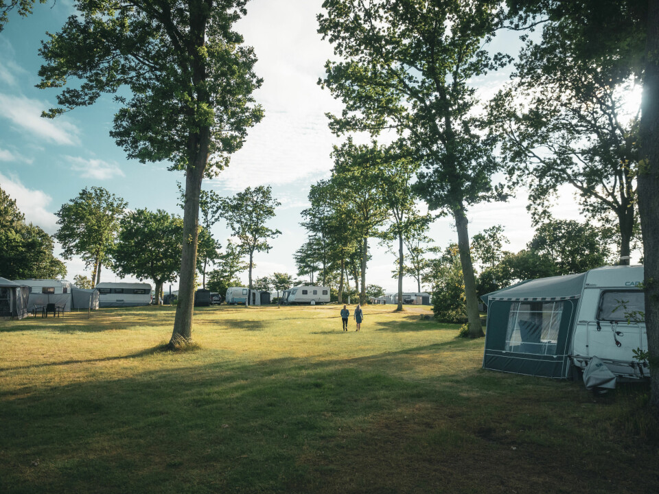 Campingpladsen på Falsled Strand Camping.