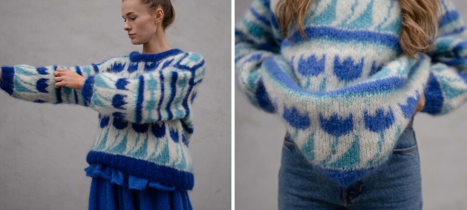 Strik selv: Den smukke Fluffy Tulipan Sweater fra HitKnitShop