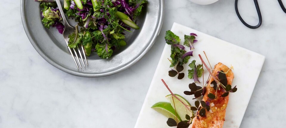 Laks bagt med ingefær og spidskålsalat