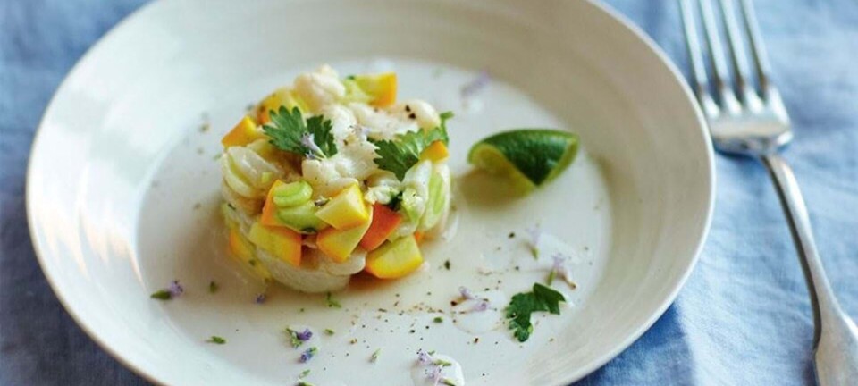 Tatar af rå fisk med kokoscreme