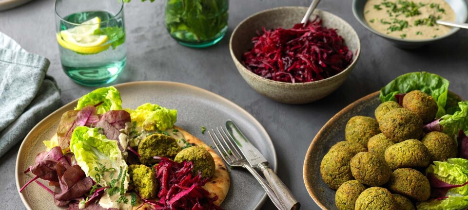 Grønne falafler med rødkål-rødbedesalat