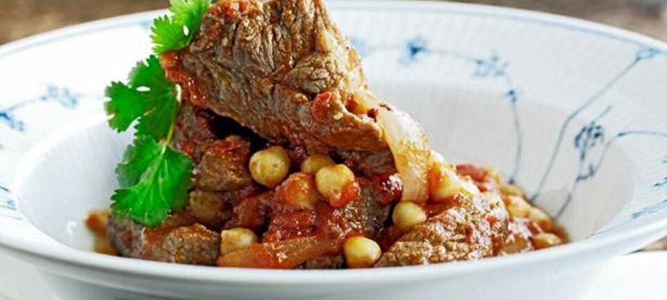 Lam med tomat, kikærter og koriander