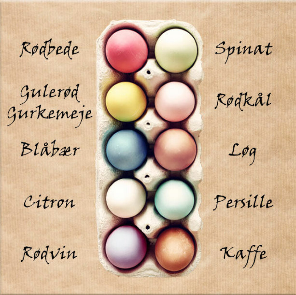 Æg farvet med naturlige farver.