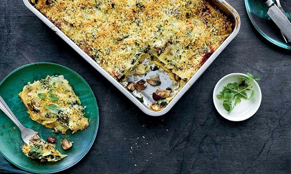 Opskrift på Lasagne med svampe og spinat