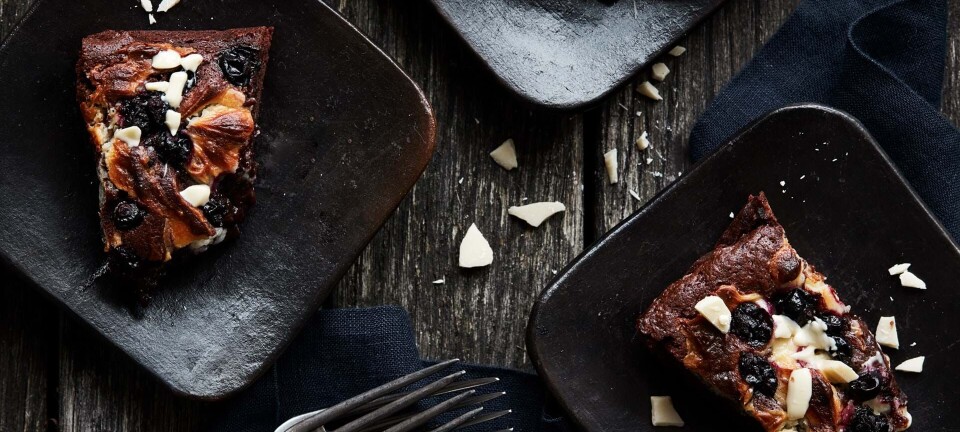 Cheesecake brownie med solbær