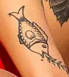 - Da jeg skulle have lavet fisken her (højre underarm, red.), så sagde min tatovør til mig, at hun egentligt havde sat hele dagen af til at skulle herned med mig, så vi kunne snakke, og hun egentligt havde lavet to andre, som hun havde tegnet i forvejen, fortæller 'Love Island'-Olivia (Foto: Michael Stub).