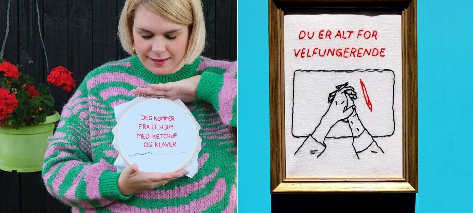 Rikkes broderi storhitter: ”Det skaber en sjov kontrast, når det bløde broderi kombineres med satire”