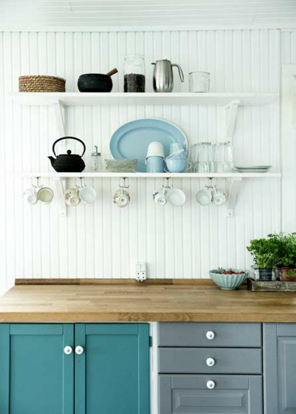 Greb, bordplade og køkkenskabe er alt sammen fra Ikea.