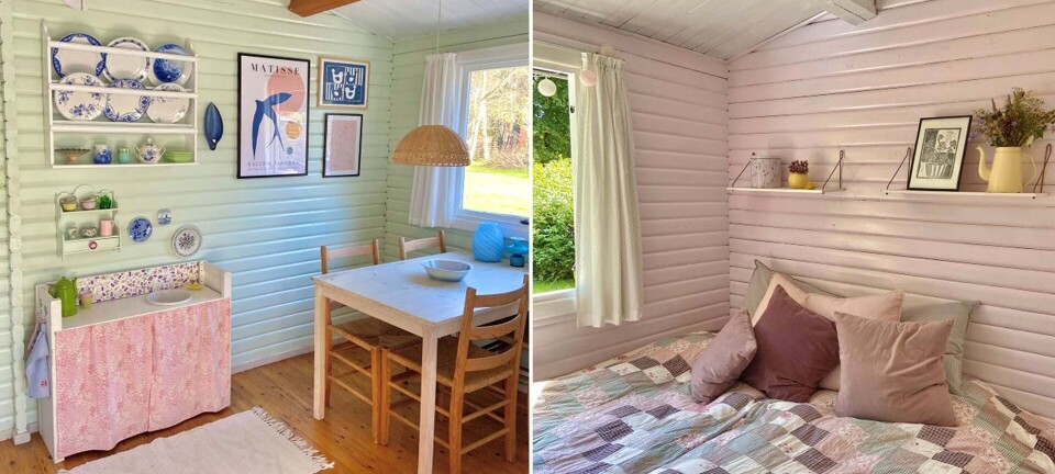 Et lille sommerhus med masser af nips, genbrugsfund og bløde pasteller