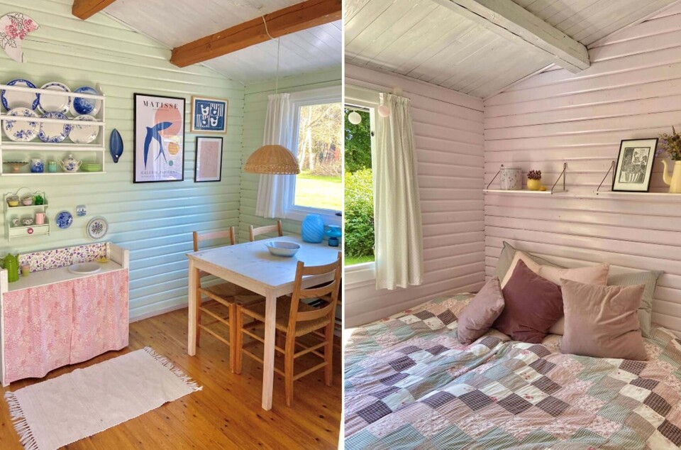 Et lille sommerhus med masser af nips, genbrugsfund og bløde pasteller