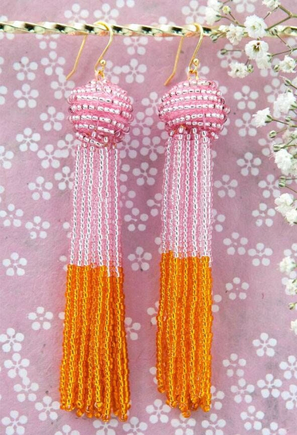 Perleøreringe med kvaster (tassels) - smykker