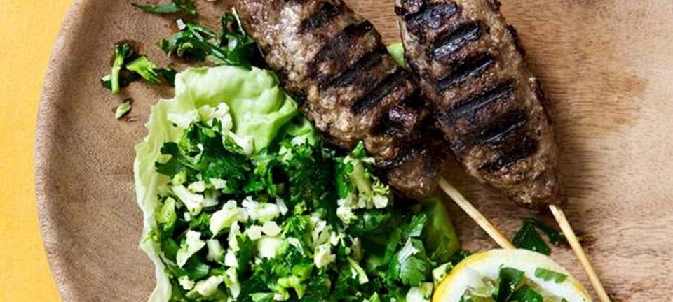 Kebab med blomkåls-'couscous'