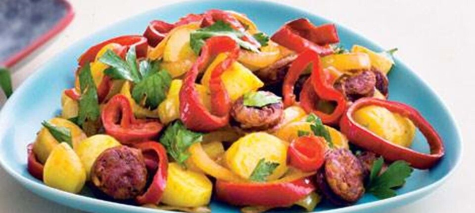 Varm kartoffelsalat med chorizo