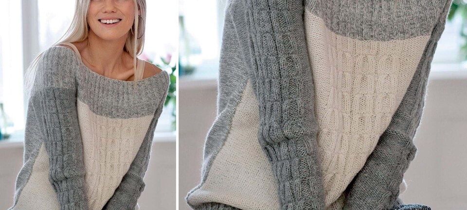 Strik selv: Flot rÄhvid og grÄ bluse med snoninger