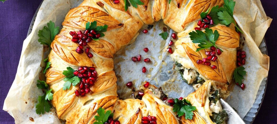 Bagt krans med kylling & spinat til julefrokosten
