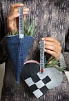 Julehobby: Kræmmerhus og flettet hjerte i denim