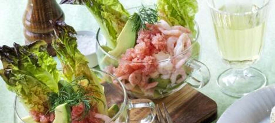 Rejecocktail med avocado og stenbiderrogn