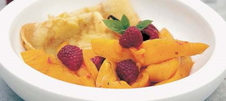 Crepes med mango & hindbær