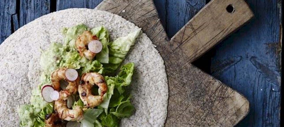 Wrap med guacamole og rejer